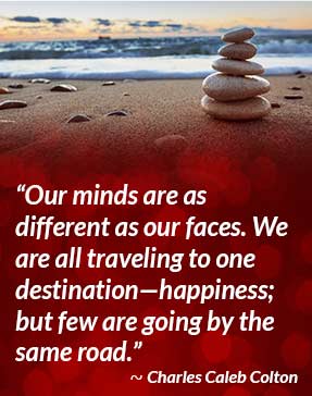 Our minds are as different as our faces. We are all traveling to one destination - happiness; but few are going by the same road. - Charles Caleb Colton